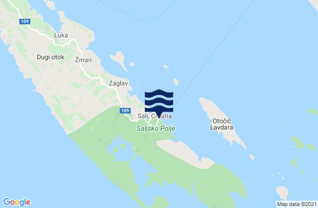 Mappa delle maree di Sali, Croatia