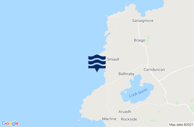 Mappa delle maree di Saligo Bay, United Kingdom