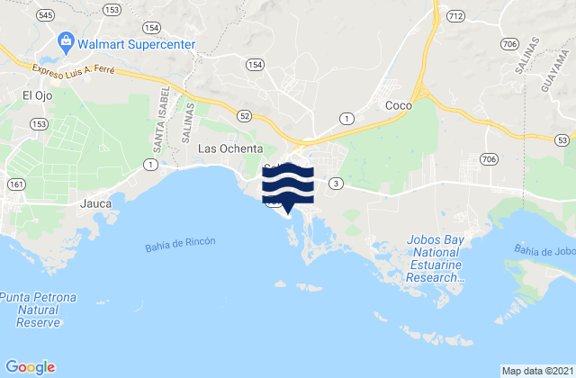 Mappa delle maree di Salinas Barrio-Pueblo, Puerto Rico
