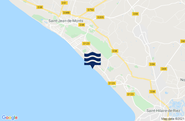 Mappa delle maree di Sallertaine, France
