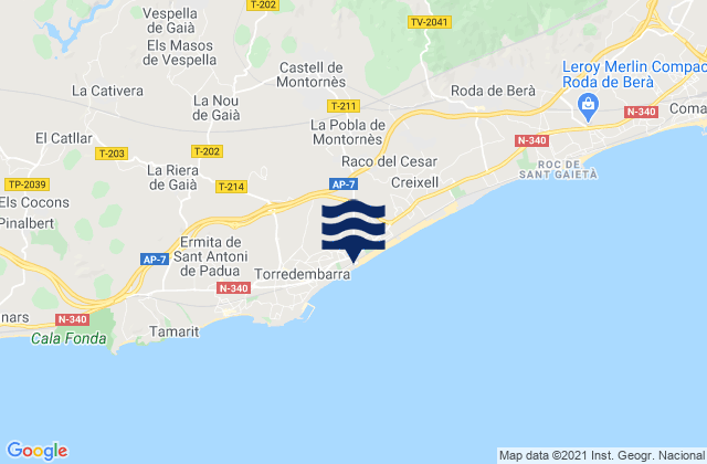 Mappa delle maree di Salomó, Spain