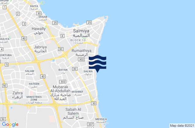 Mappa delle maree di Salwá, Kuwait