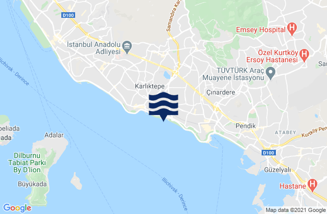 Mappa delle maree di Samandıra, Turkey