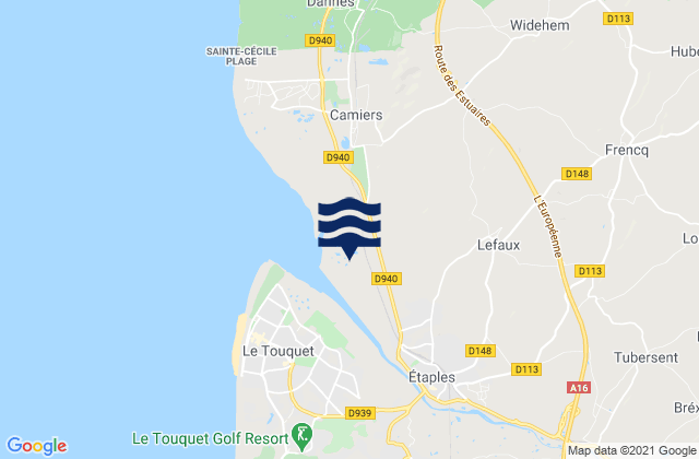 Mappa delle maree di Samer, France