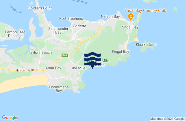 Mappa delle maree di Samurai Beach, Australia