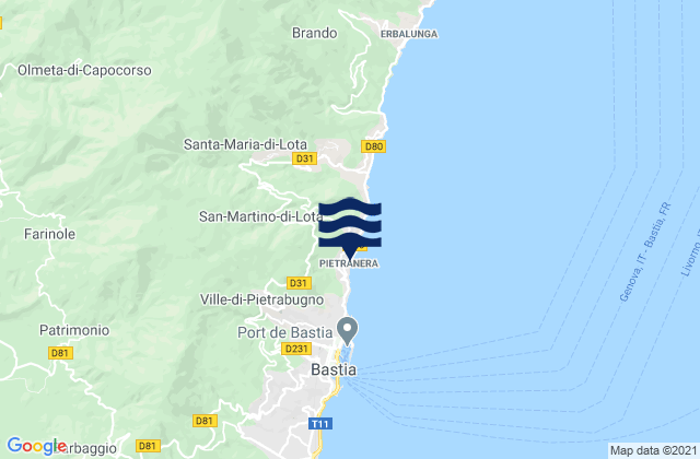 Mappa delle maree di San-Martino-di-Lota, France