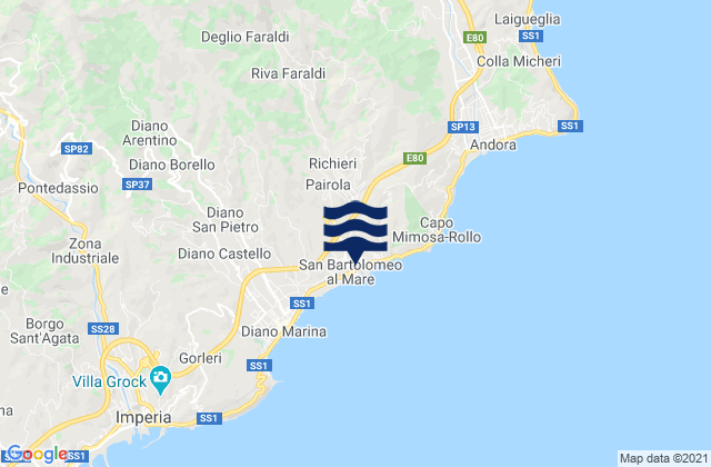 Mappa delle maree di San Bartolomeo al Mare, Italy