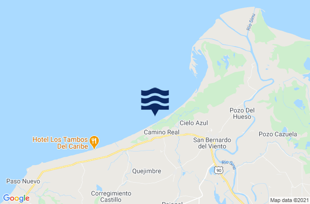 Mappa delle maree di San Bernardo del Viento, Colombia