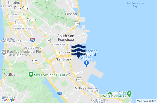 Mappa delle maree di San Bruno, United States