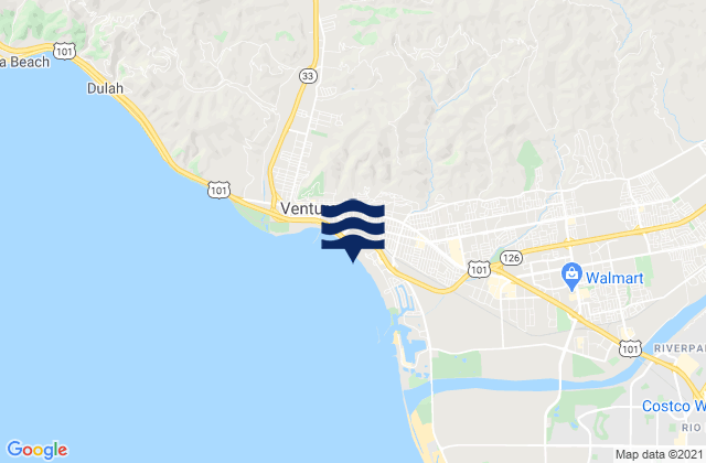 Mappa delle maree di San Buenaventura State Beach, United States