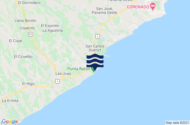 Mappa delle maree di San Carlos, Panama