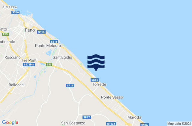Mappa delle maree di San Costanzo, Italy