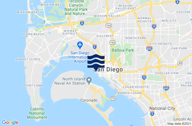 Mappa delle maree di San Diego (broadway), United States