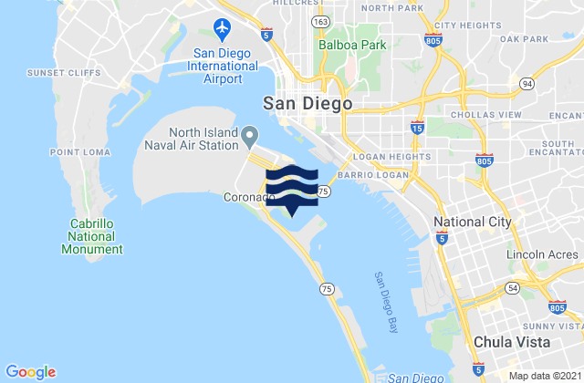 Mappa delle maree di San Diego Bay Entrance, United States