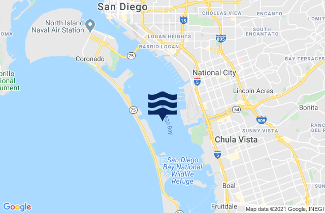 Mappa delle maree di San Diego Bay, United States