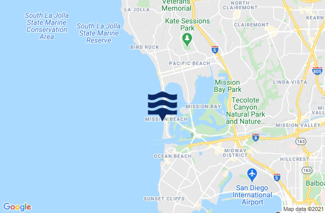 Mappa delle maree di San Diego Mission Beach, United States