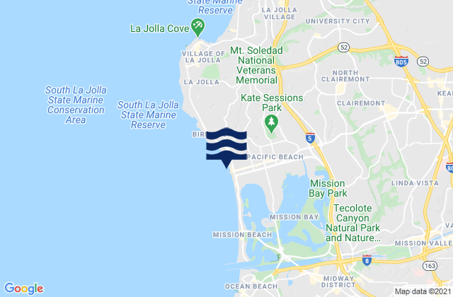 Mappa delle maree di San Diego Pacific Beach, United States