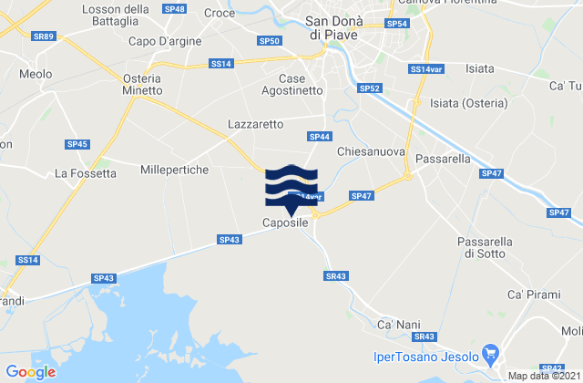 Mappa delle maree di San Donà di Piave, Italy