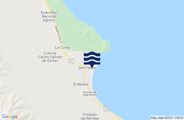 Mappa delle maree di San Felipe, Mexico