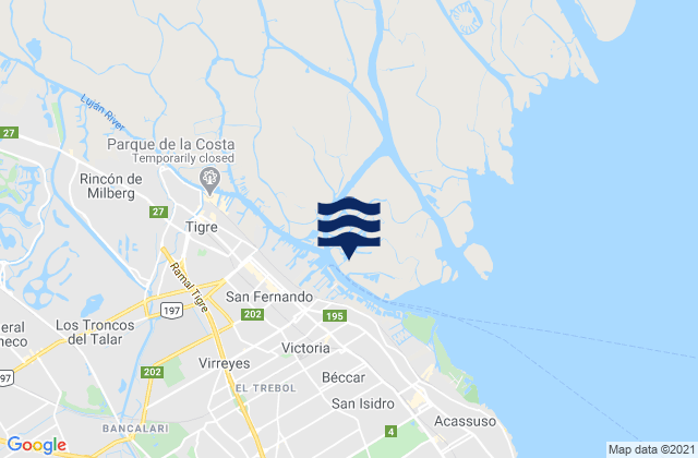 Mappa delle maree di San Fernando, Argentina