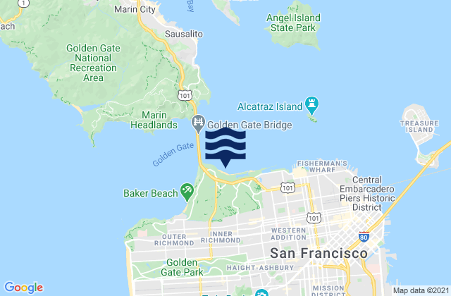 Mappa delle maree di San Francisco (Golden Gate), United States