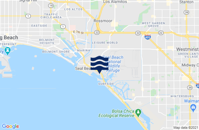 Mappa delle maree di San Gabriel Rivermouth, United States