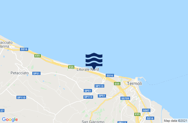 Mappa delle maree di San Giacomo degli Schiavoni, Italy