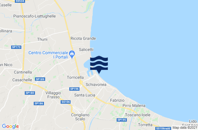 Mappa delle maree di San Giorgio Albanese, Italy