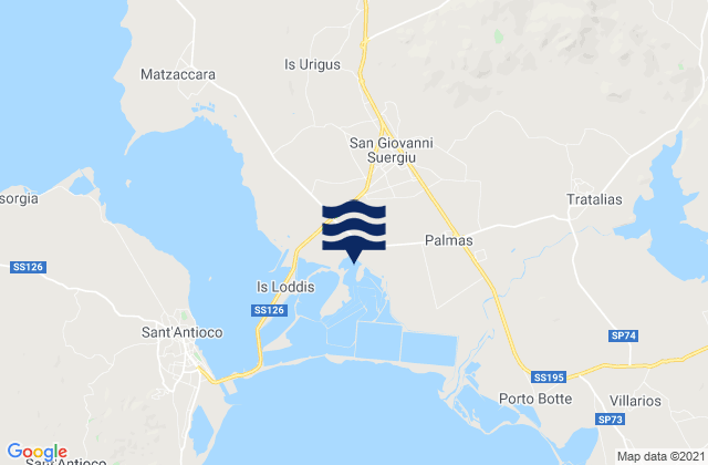 Mappa delle maree di San Giovanni Suergiu, Italy