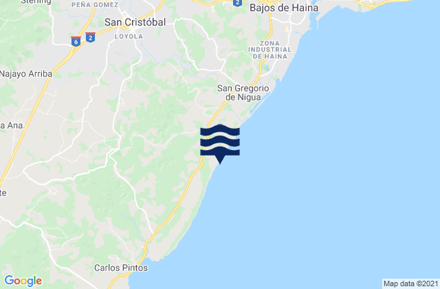 Mappa delle maree di San Gregorio De Nigua, Dominican Republic