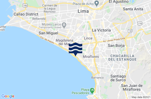 Mappa delle maree di San Isidro, Peru