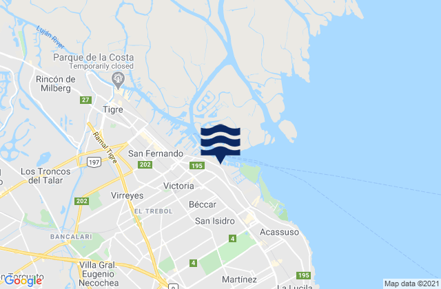 Mappa delle maree di San Isidro, Argentina