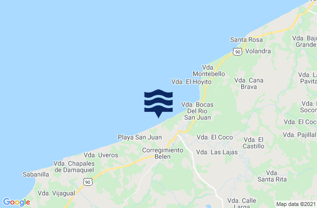 Mappa delle maree di San Juan de Urabá, Colombia