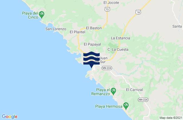 Mappa delle maree di San Juan del Sur, Nicaragua