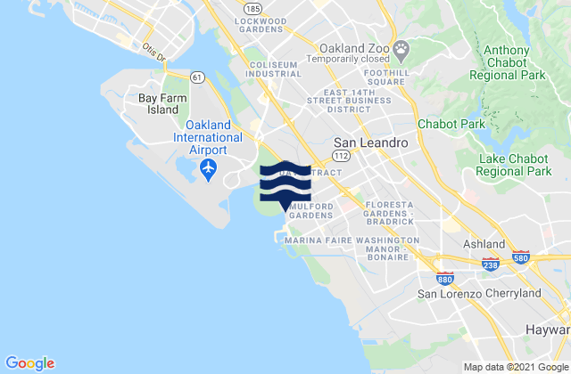 Mappa delle maree di San Leandro, United States