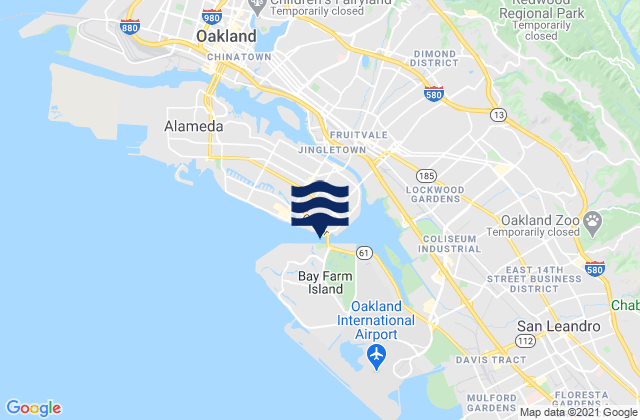 Mappa delle maree di San Leandro Channel, United States