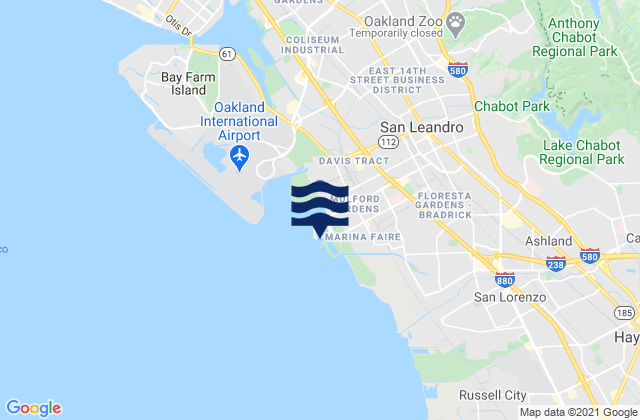 Mappa delle maree di San Leandro Marina, United States