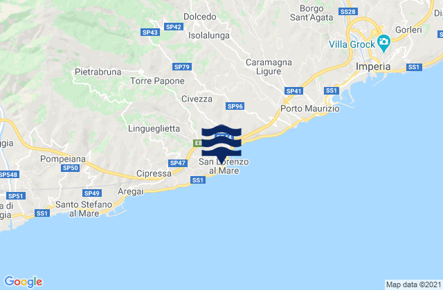 Mappa delle maree di San Lorenzo al Mare, Italy