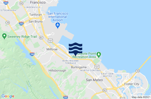 Mappa delle maree di San Mateo, United States