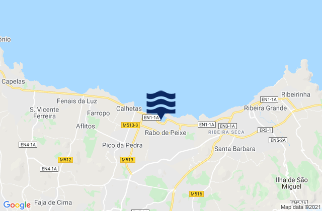 Mappa delle maree di San Miguel - Rabo de Peixe, Portugal