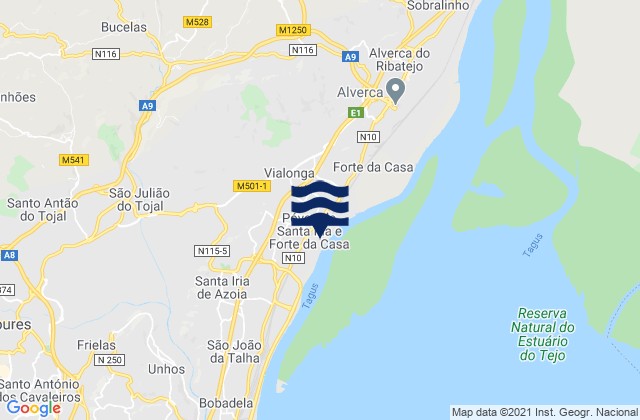 Mappa delle maree di San Miguel - Santa Iria, Portugal