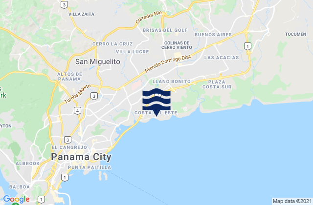 Mappa delle maree di San Miguelito, Panama