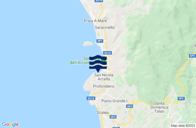 Mappa delle maree di San Nicola Arcella, Italy