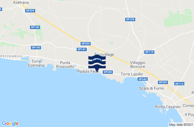 Mappa delle maree di San Pancrazio Salentino, Italy