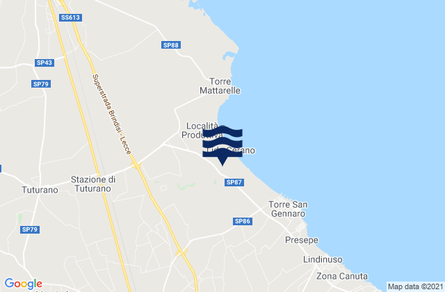 Mappa delle maree di San Pietro Vernotico, Italy