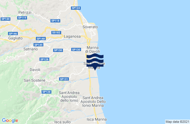 Mappa delle maree di San Sostene, Italy