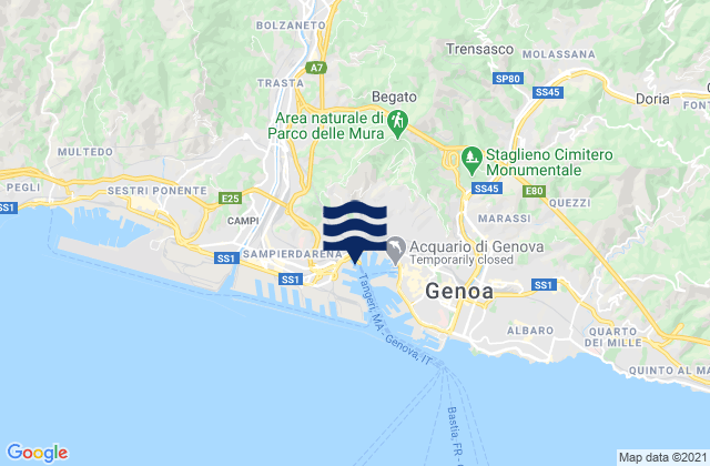 Mappa delle maree di San Teodoro, Italy