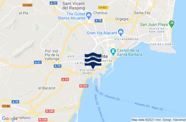 Mappa delle maree di San Vicent del Raspeig, Spain