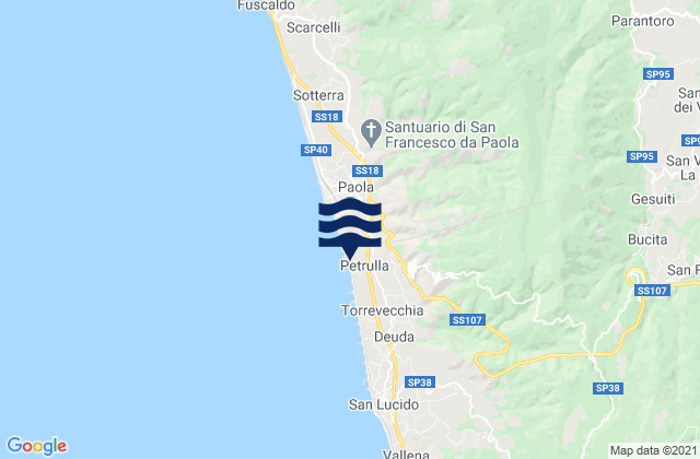 Mappa delle maree di San Vincenzo la Costa, Italy