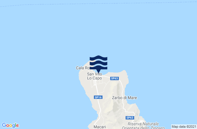 Mappa delle maree di San Vito Lo Capo, Italy